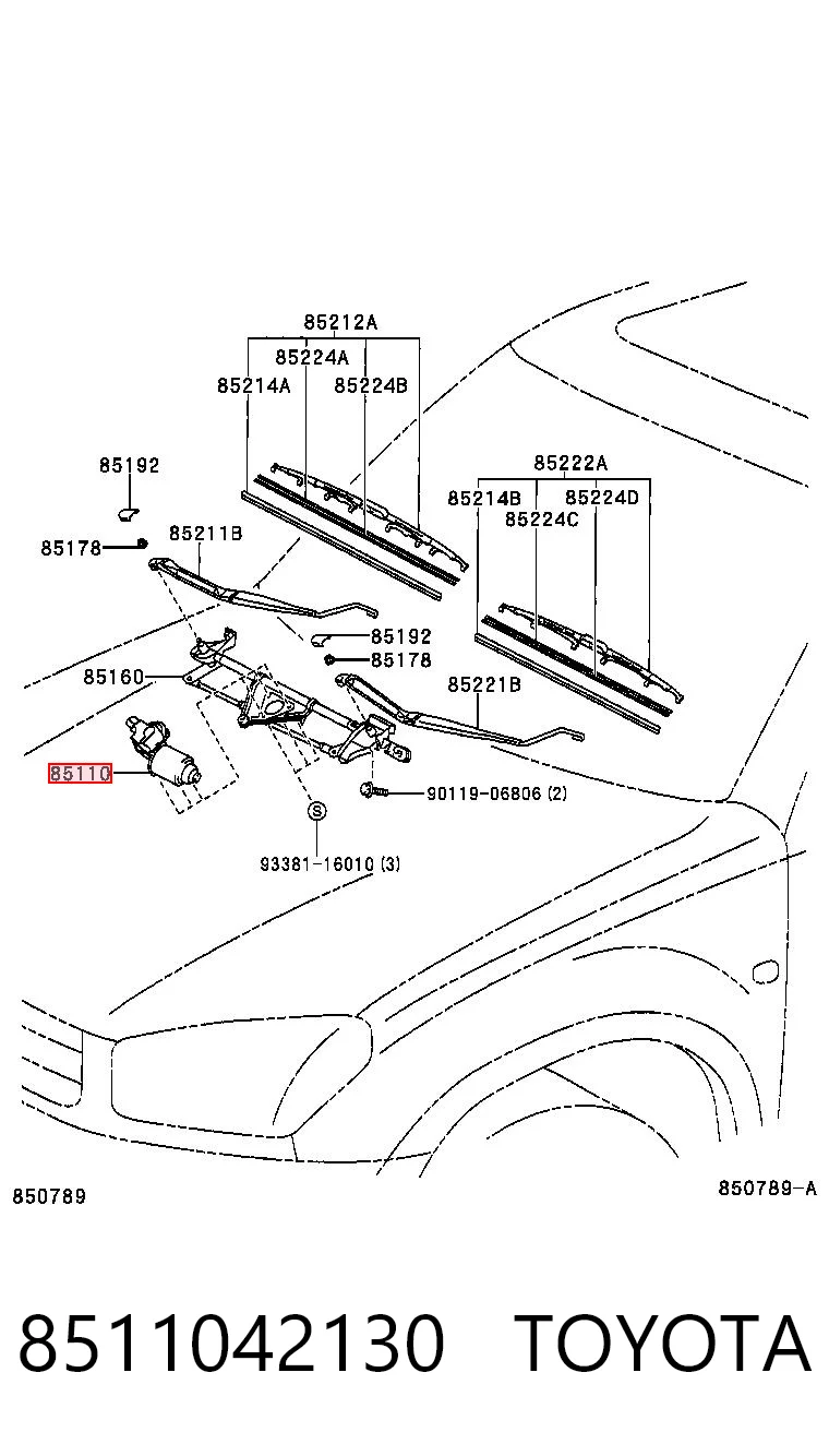 8511042130 Toyota Silniczek wycieraczki szyby przedniej