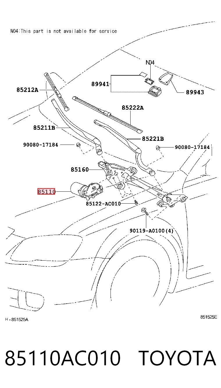 Silniczek wycieraczki szyby przedniej do Toyota Avalon  GSX30