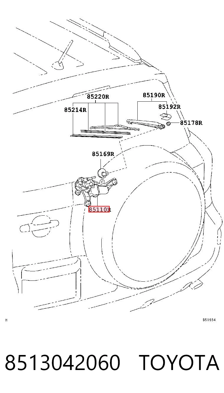 8513042060 Toyota Silniczek wycieraczki tylnej szyby