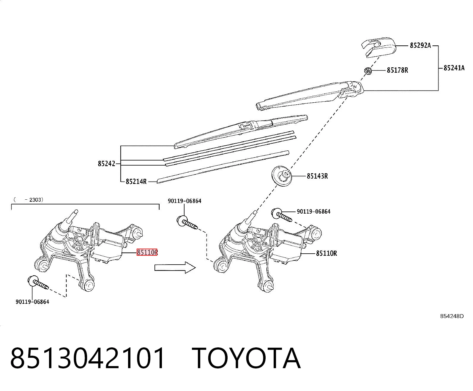 Silniczek wycieraczki tylnej szyby do Toyota RAV4 V A5,H5