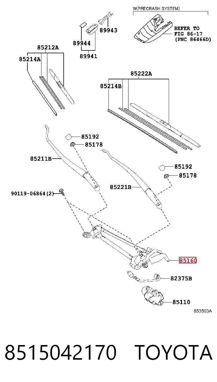 Mechanizm wycieraczek do Toyota RAV4 IV A4