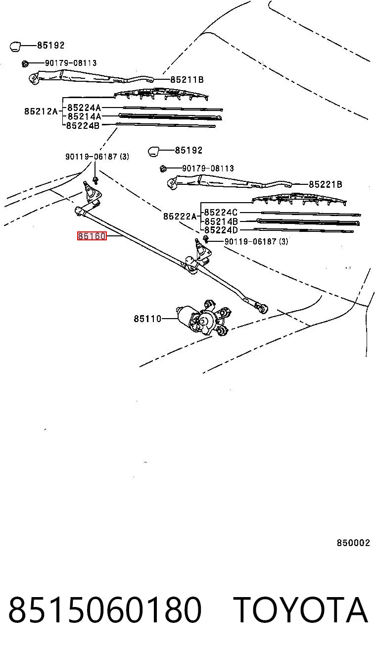 8515060180 Toyota Mechanizm wycieraczek