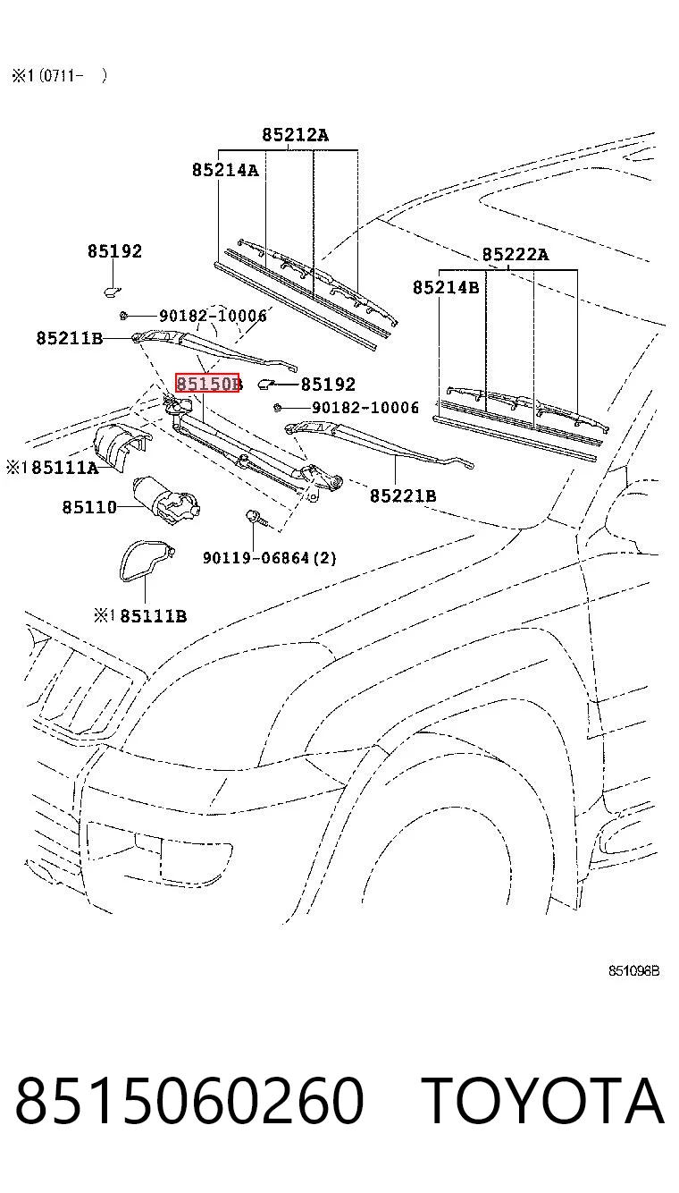 8515060260 Toyota Mechanizm wycieraczek