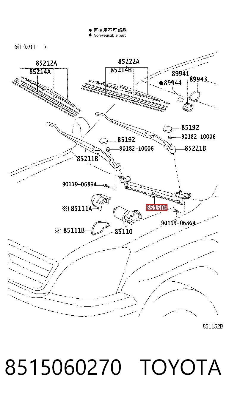 8515060270 Toyota Mechanizm wycieraczek