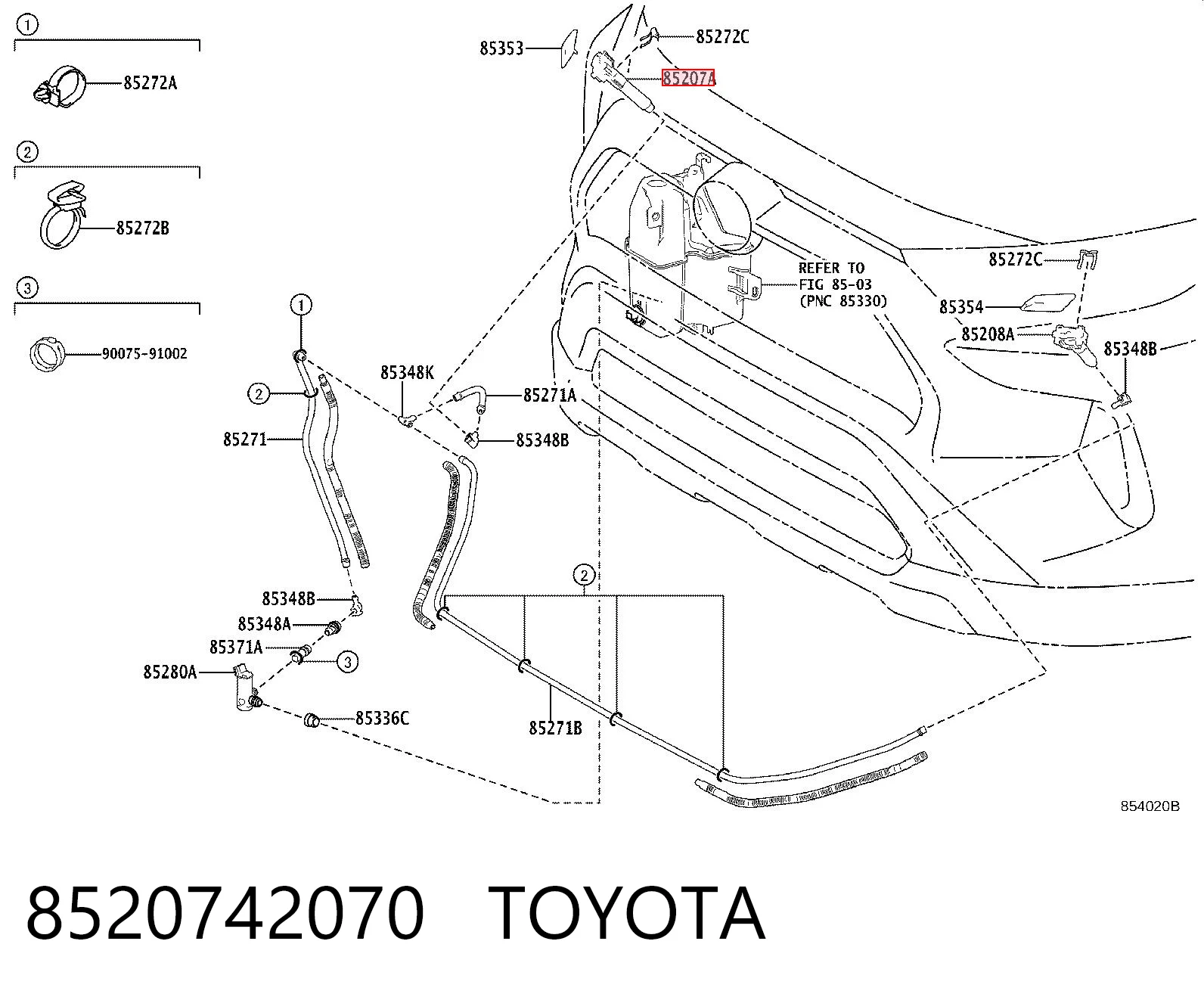 8520742070 Toyota Dysza teleskopowa spryskiwacza reflektorów