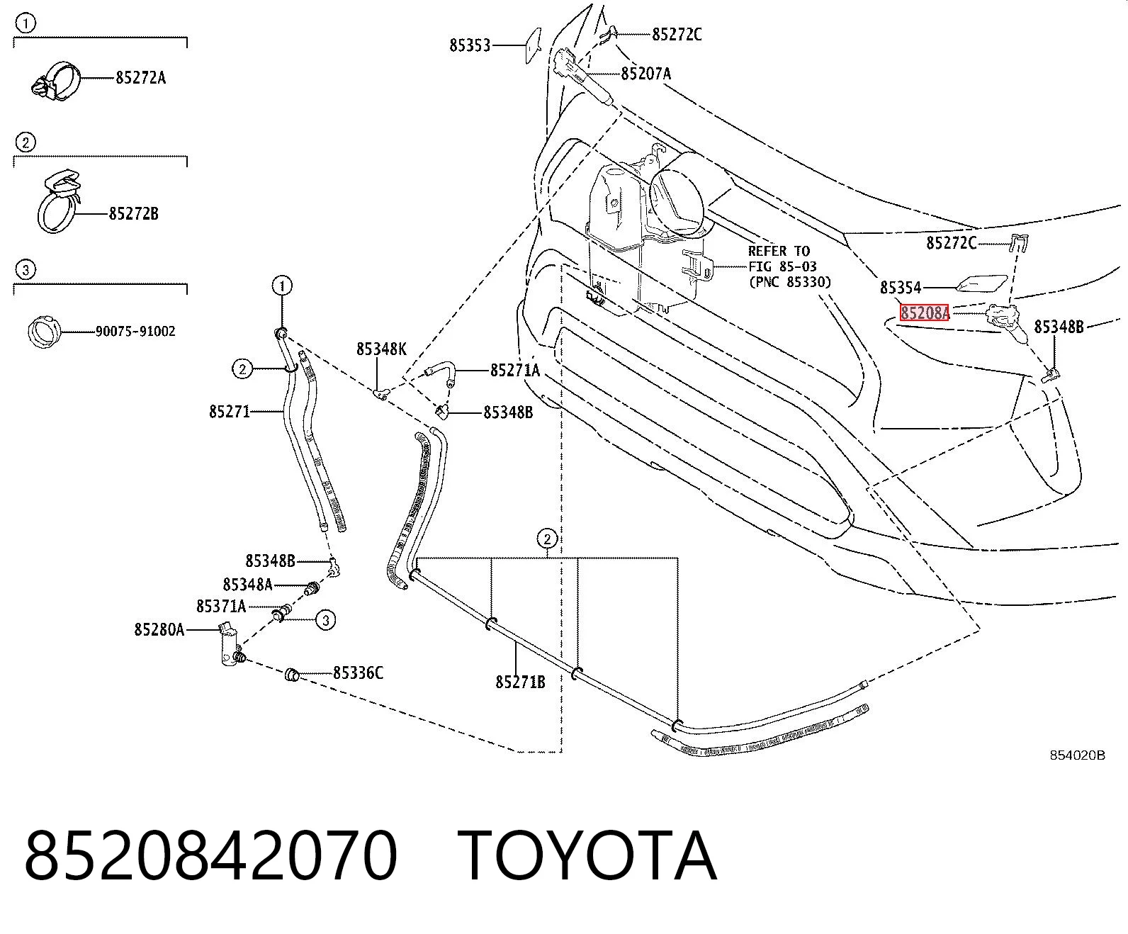 8520842070 Toyota Dysza teleskopowa spryskiwacza reflektorów