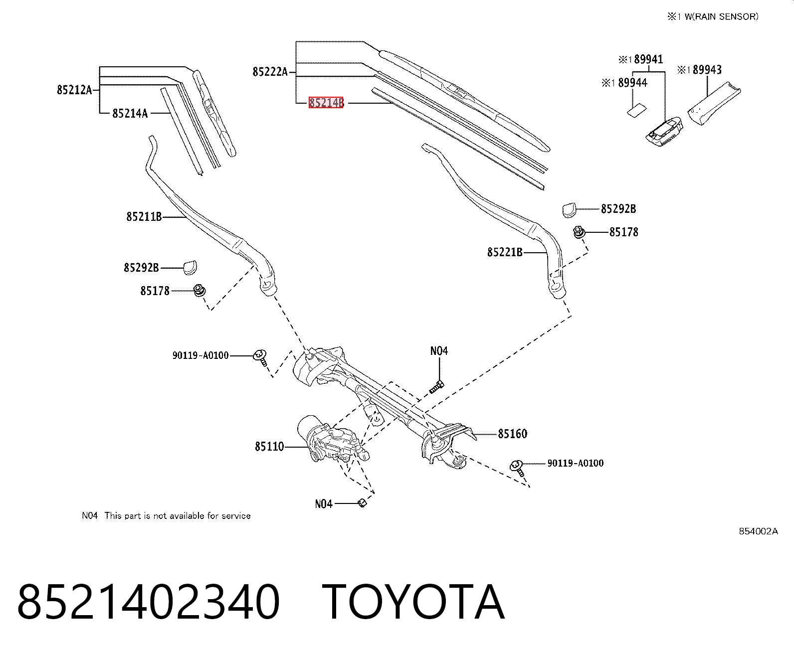 8521402340 Toyota Pióro wycieraczki szyby przedniej kierowcy