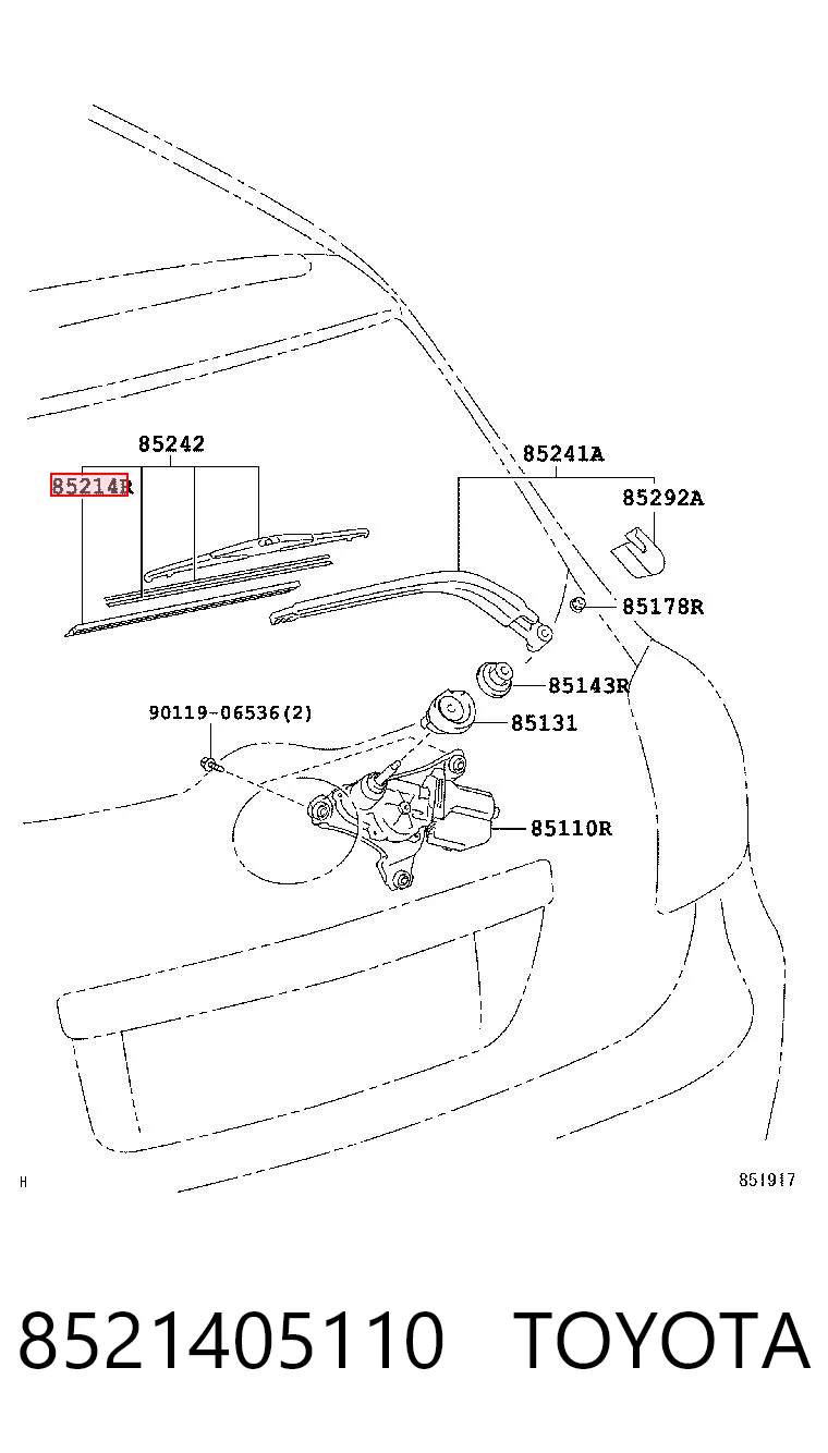8521405110 Toyota Gumka pióra wycieraczki szyby tylnej
