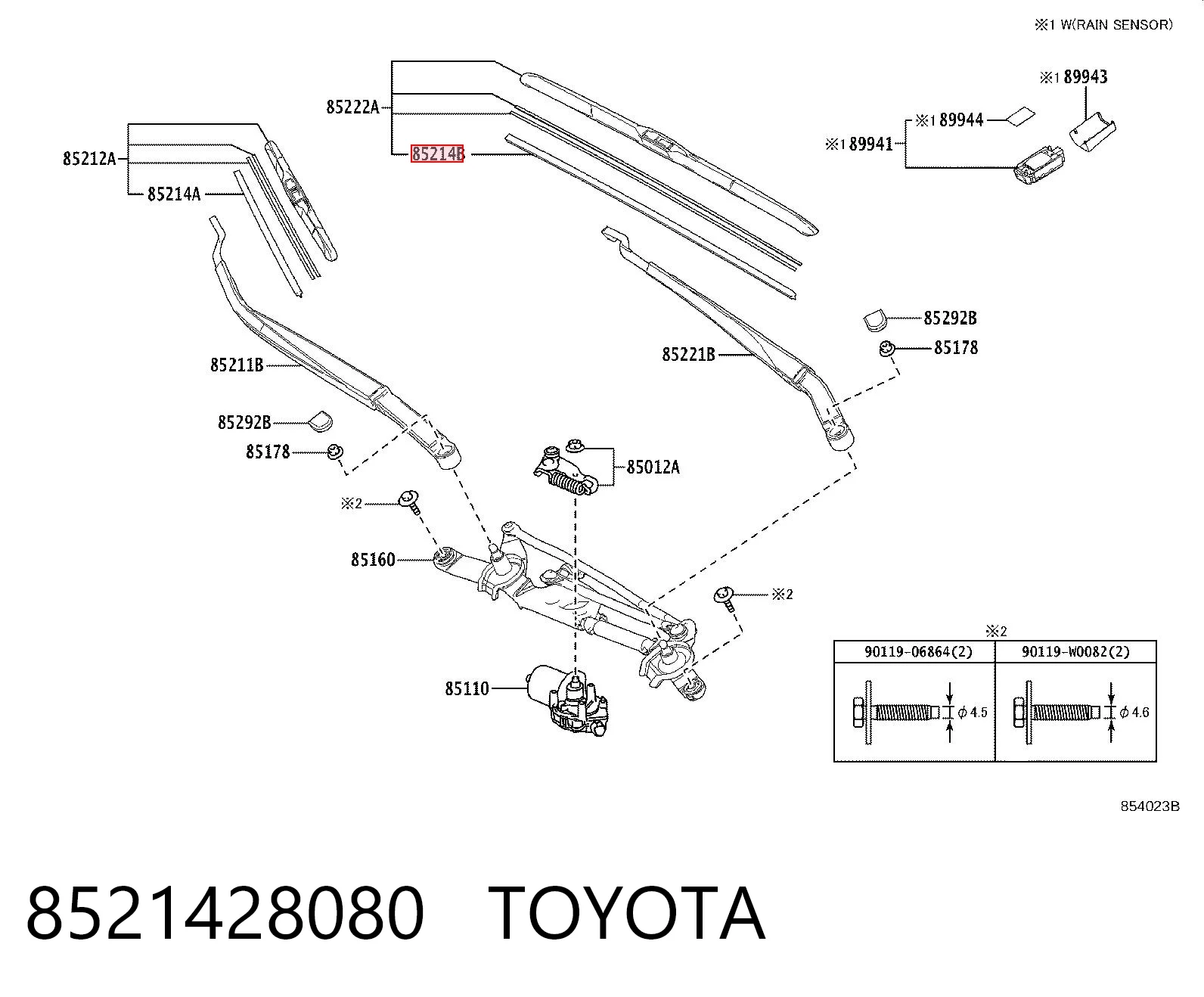 8521428080 Toyota Pióro wycieraczki szyby przedniej kierowcy
