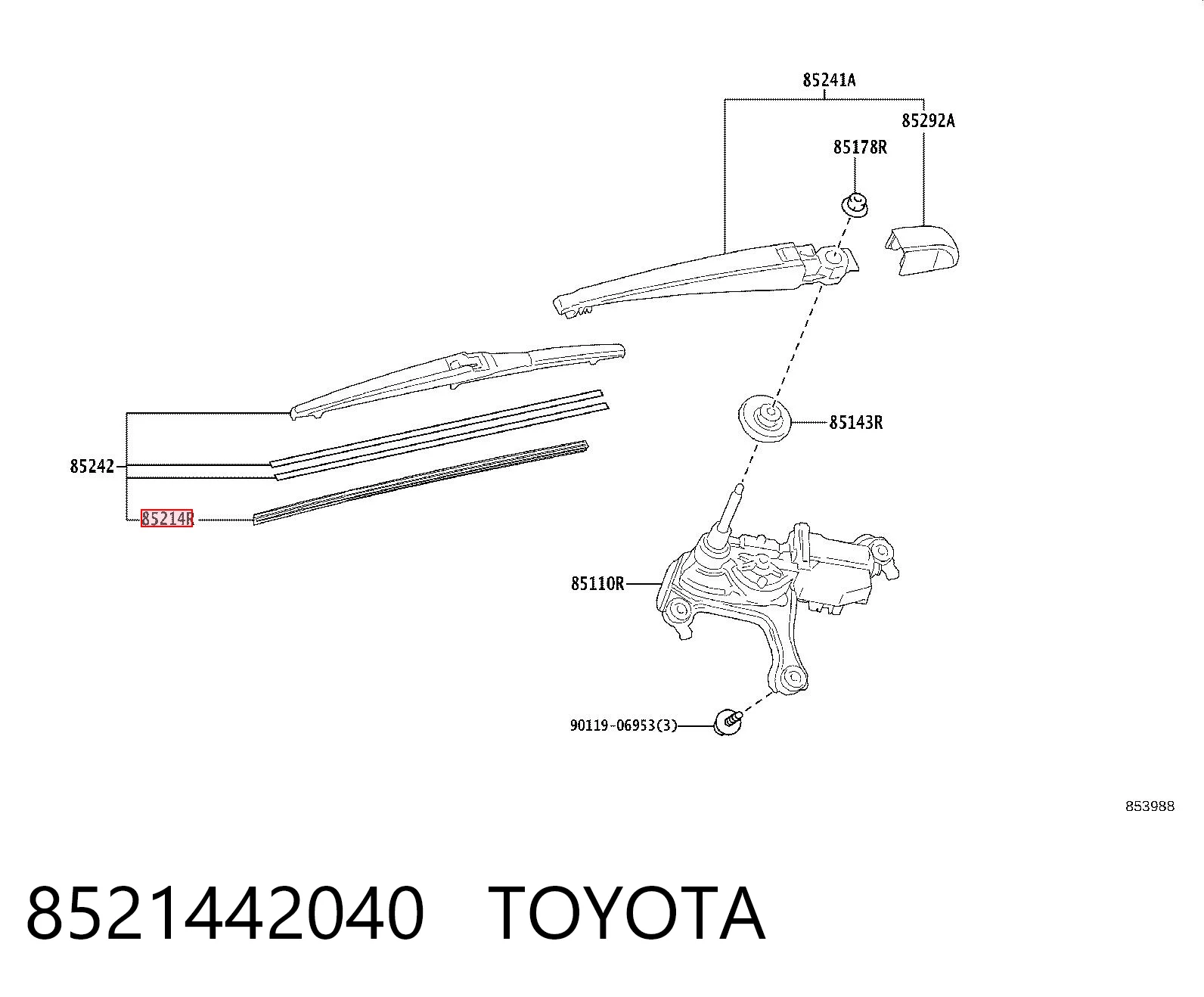 8521442040 Toyota Gumka pióra wycieraczki szyby tylnej