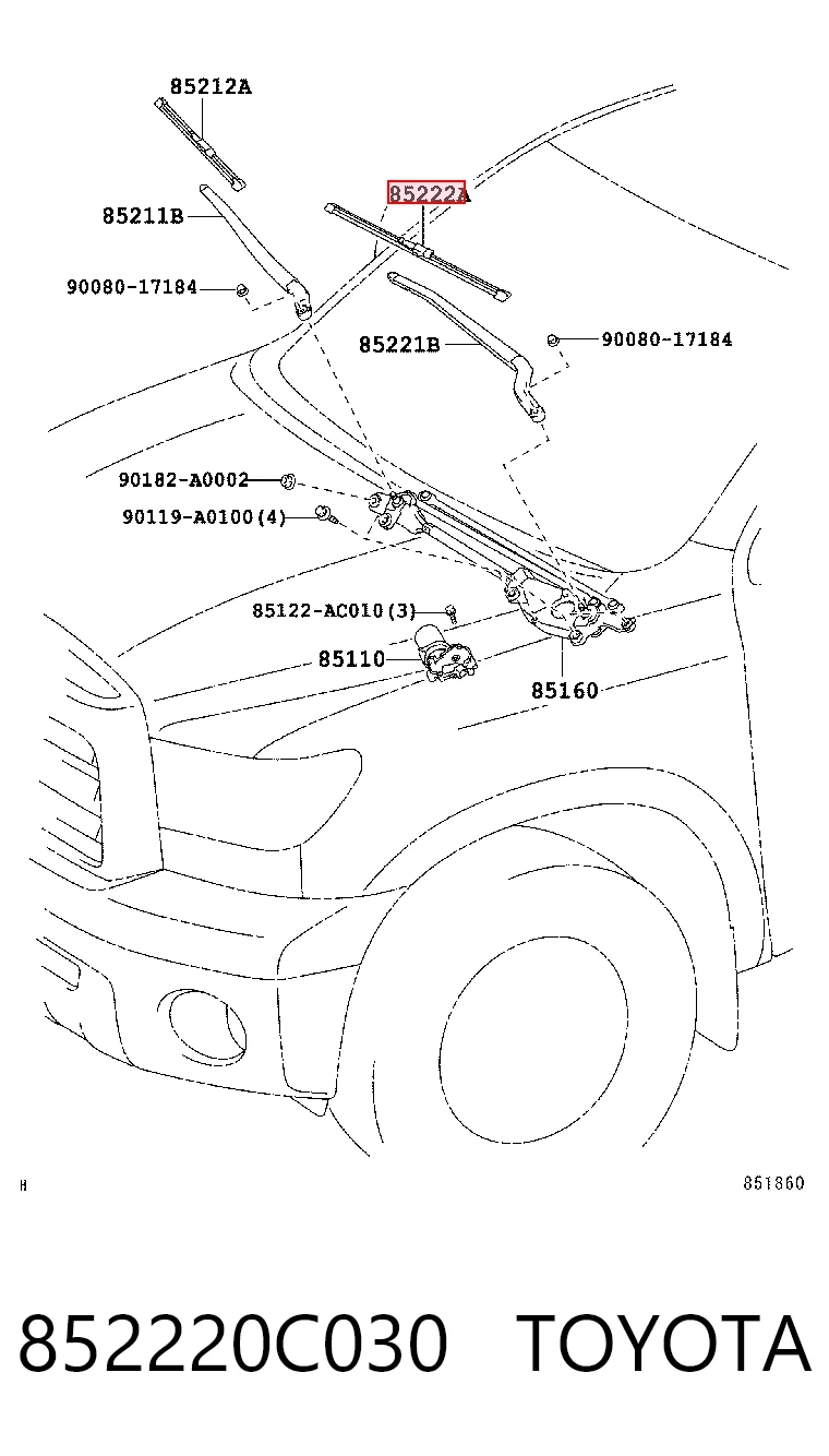 852220C030 Toyota Pióro wycieraczki szyby przedniej kierowcy