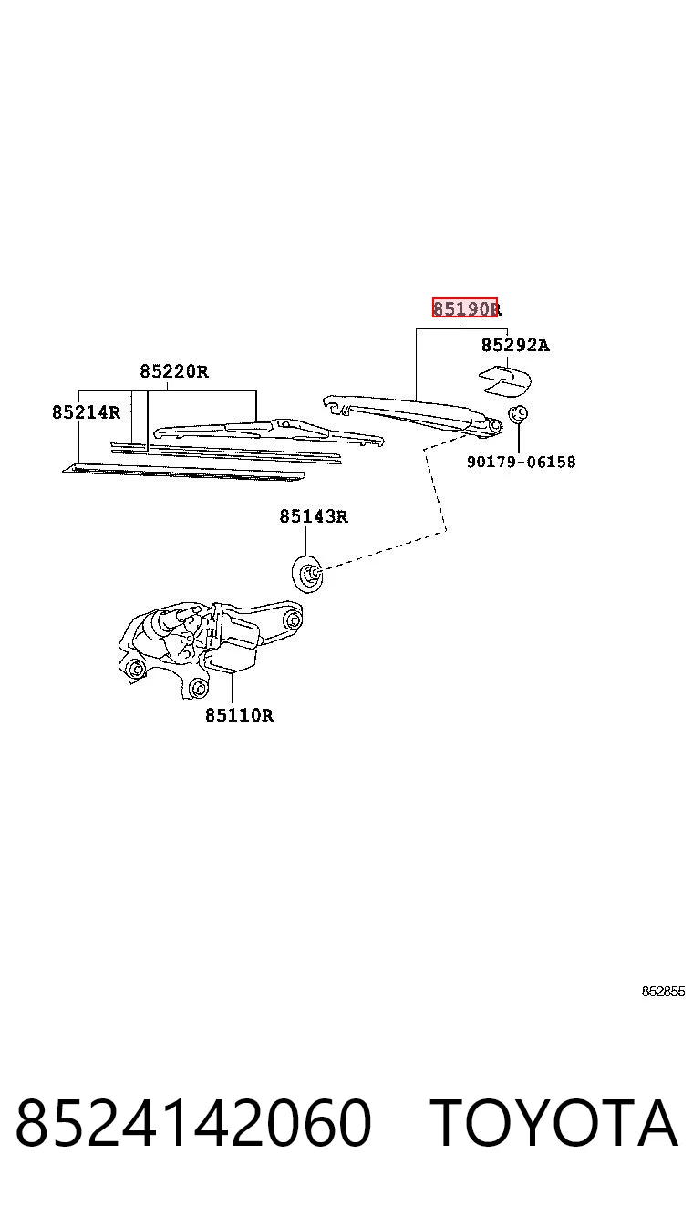 8524142060 Toyota Ramię wycieraczki szyby tylnej