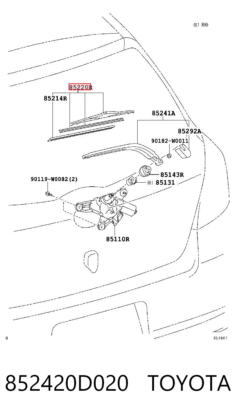Pióro wycieraczki szyby tylnej do Toyota RAV4 III A3