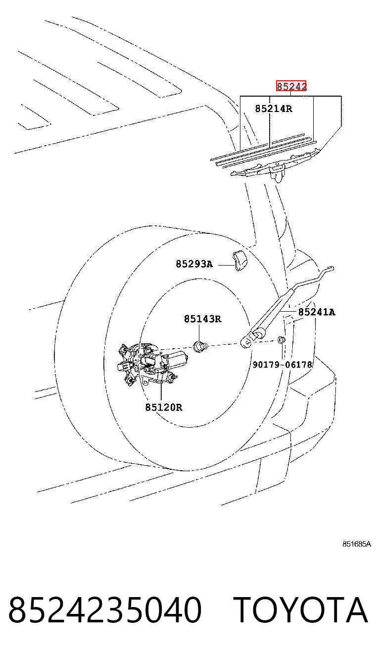 8524235040 Toyota Pióro wycieraczki szyby tylnej