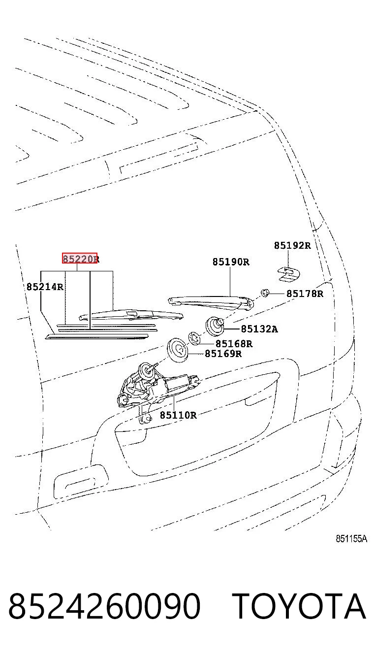 8524260090 Toyota Pióro wycieraczki szyby tylnej
