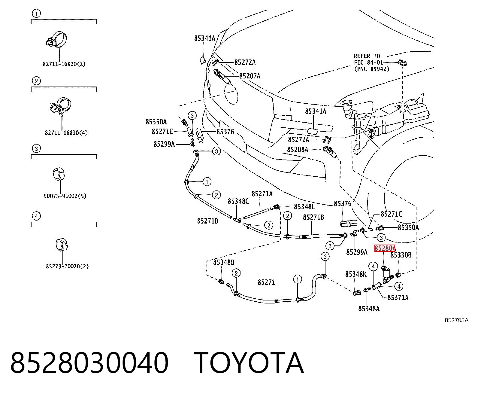 8528030040 Toyota Pompka spryskiwacza reflektorów