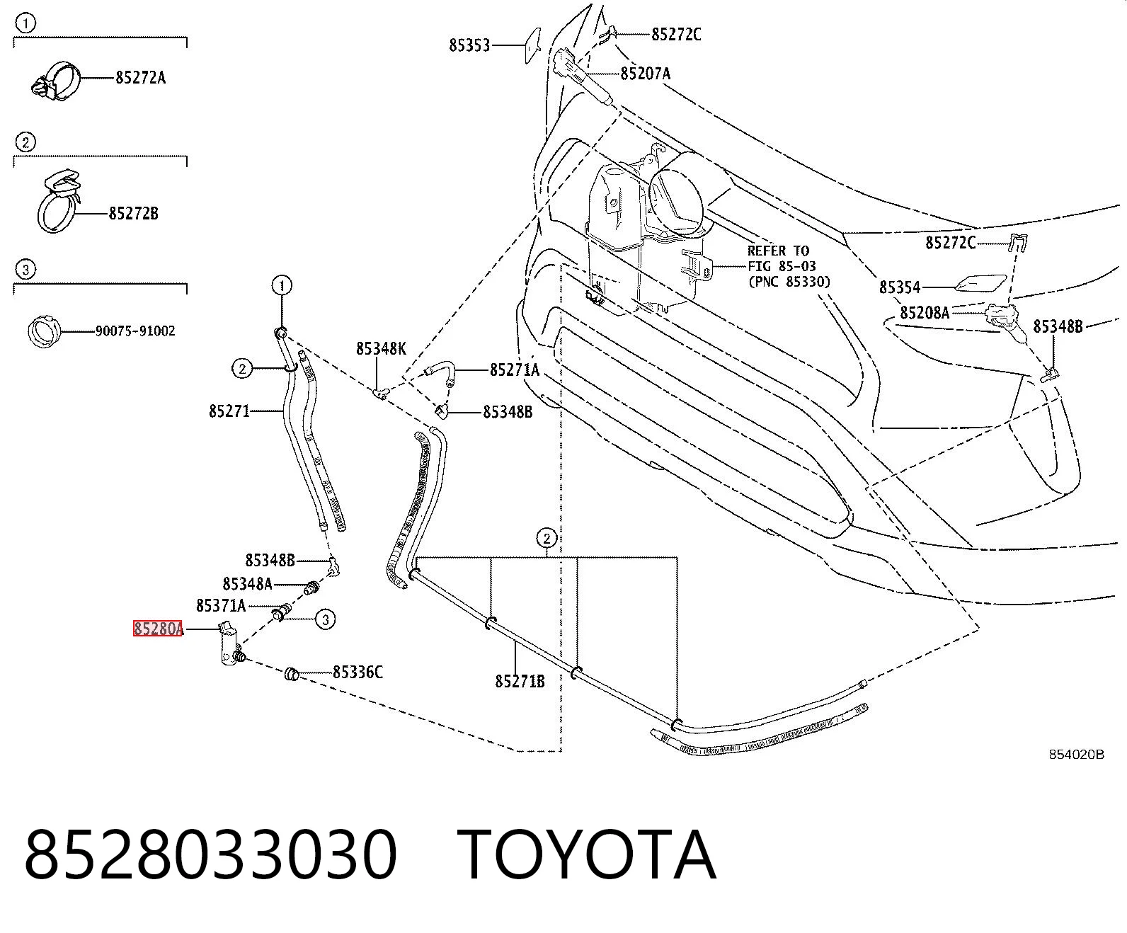8528033030 Toyota Pompka spryskiwacza reflektorów
