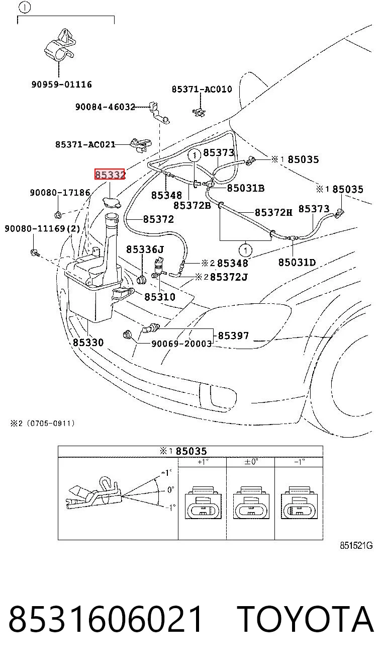 8531606021 Toyota Korek zbiornika spryskiwacza