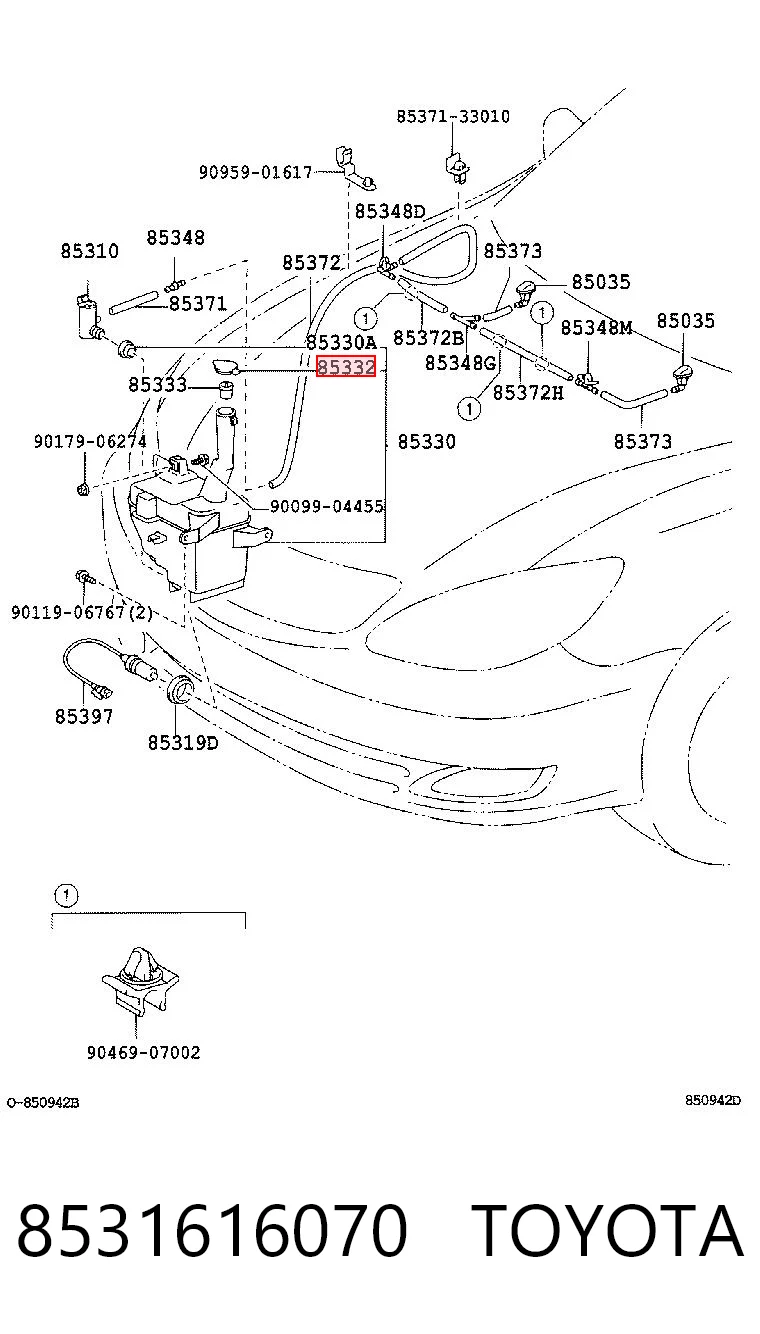 8531616070 Toyota Korek zbiornika spryskiwacza