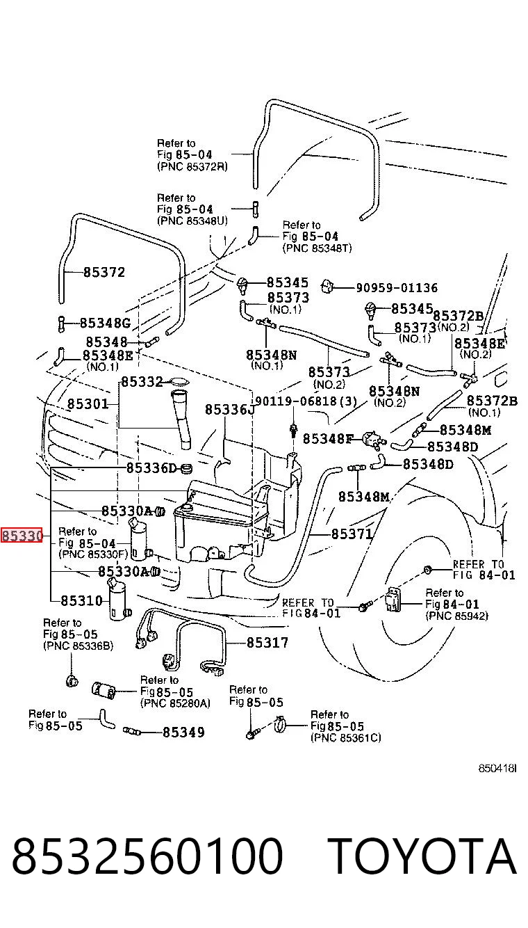 8532560100 Toyota Zbiorniczek spryskiwacza szyb