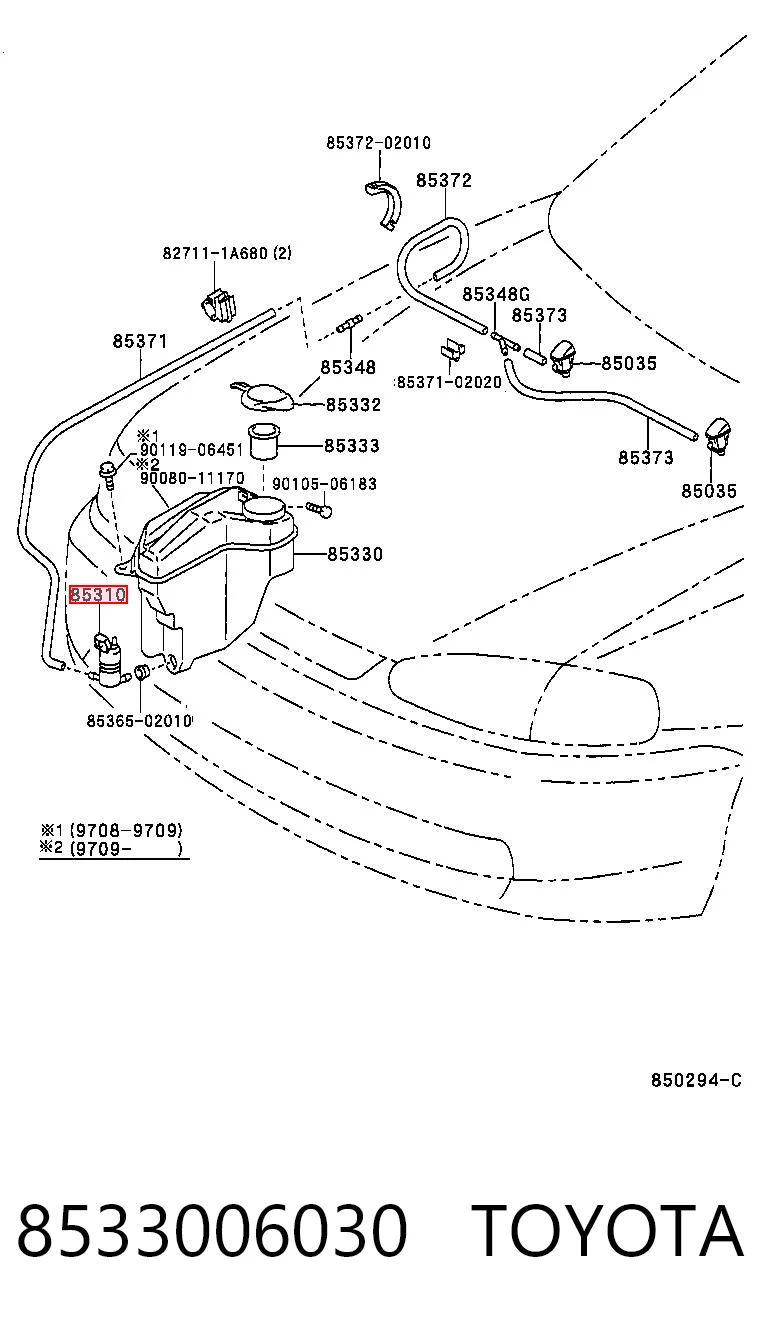 8533006030 Toyota Pompka spryskiwacza szyby przedniej