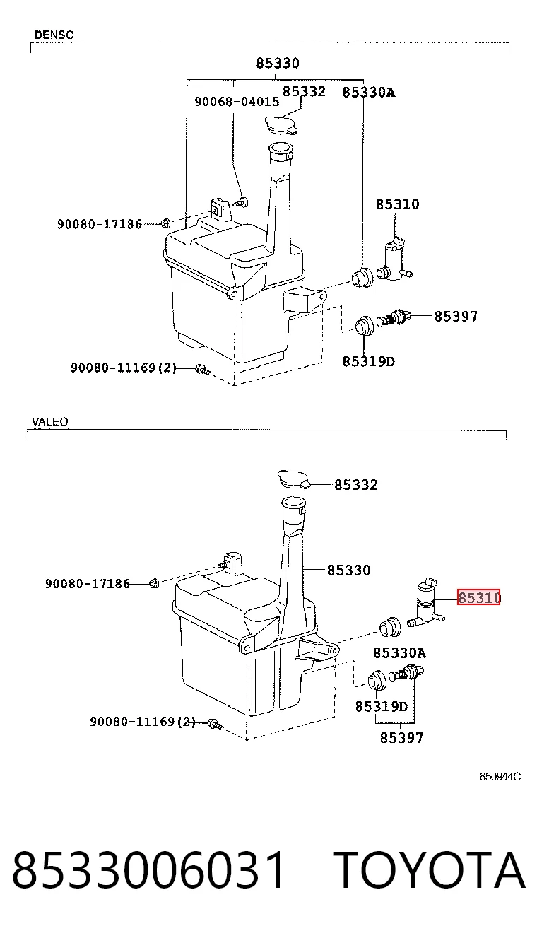 8533006031 Toyota Pompka spryskiwacza szyby przedniej