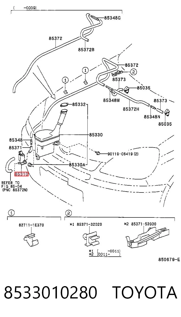 8533010280 Toyota Pompka spryskiwacza szyby przedniej