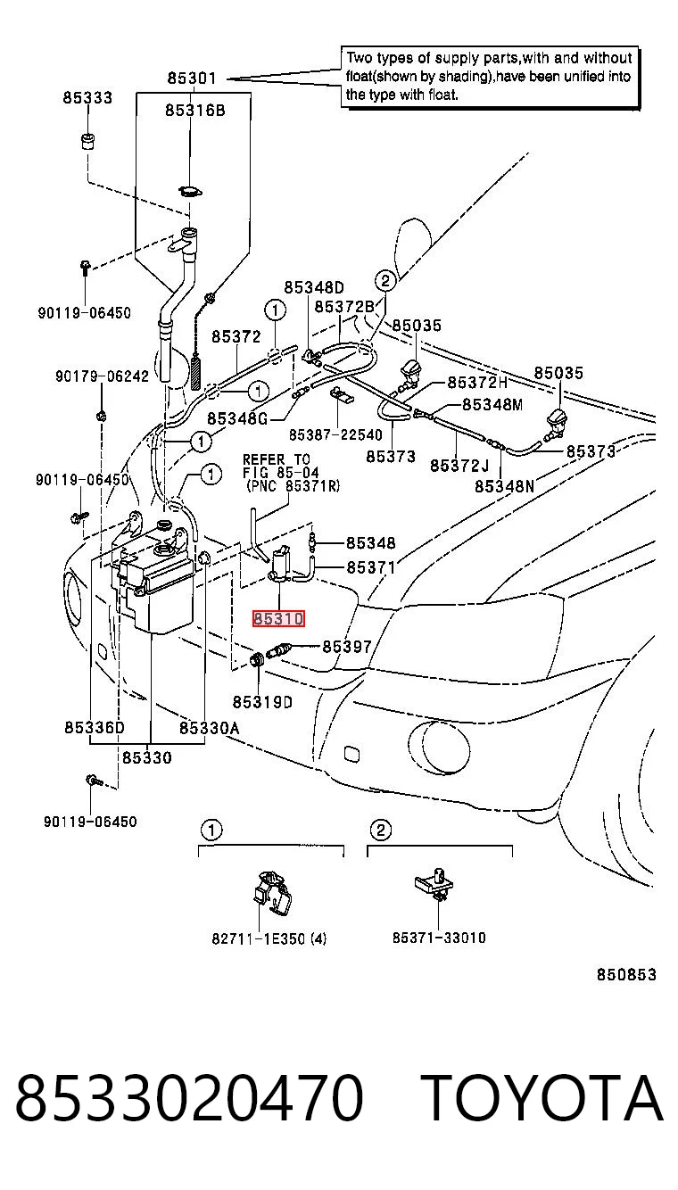 8533020470 Toyota Pompka spryskiwacza szyby przedniej