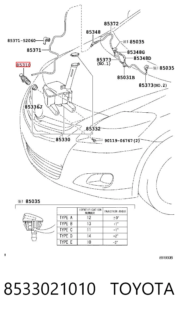 8533021010 Toyota Pompka spryskiwacza szyby przedniej