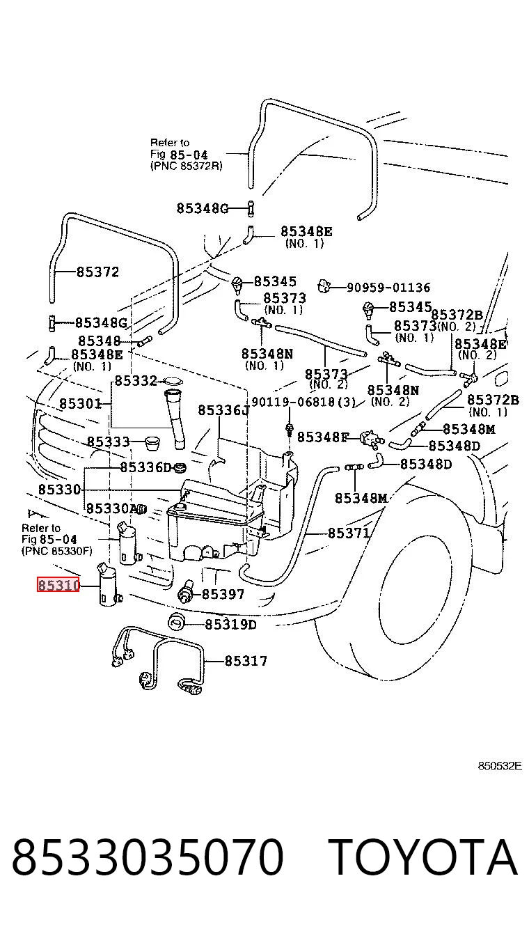 8533035070 Toyota Pompka spryskiwacza szyby przedniej