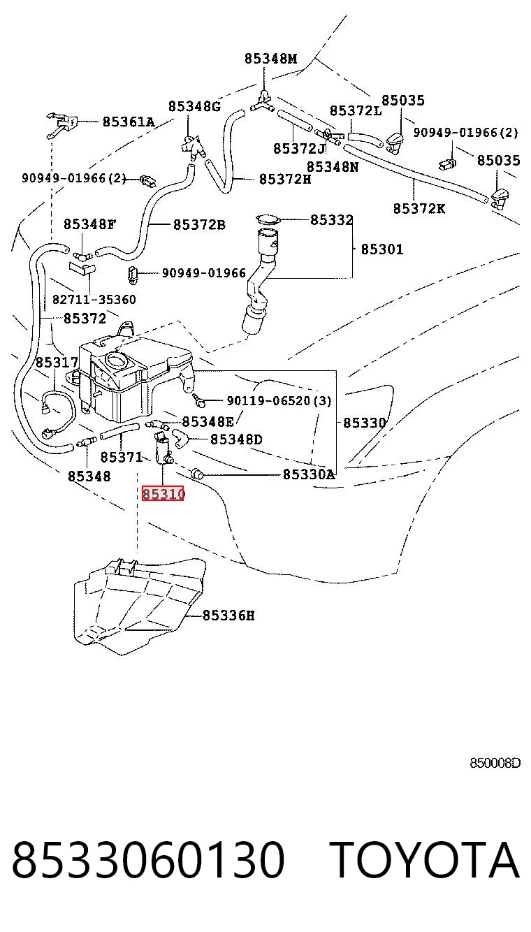 Pompka spryskiwacza szyby przedniej Toyota Land Cruiser 90 SUV (J9) (1996 - 2002) cena, od 476,99 USD
