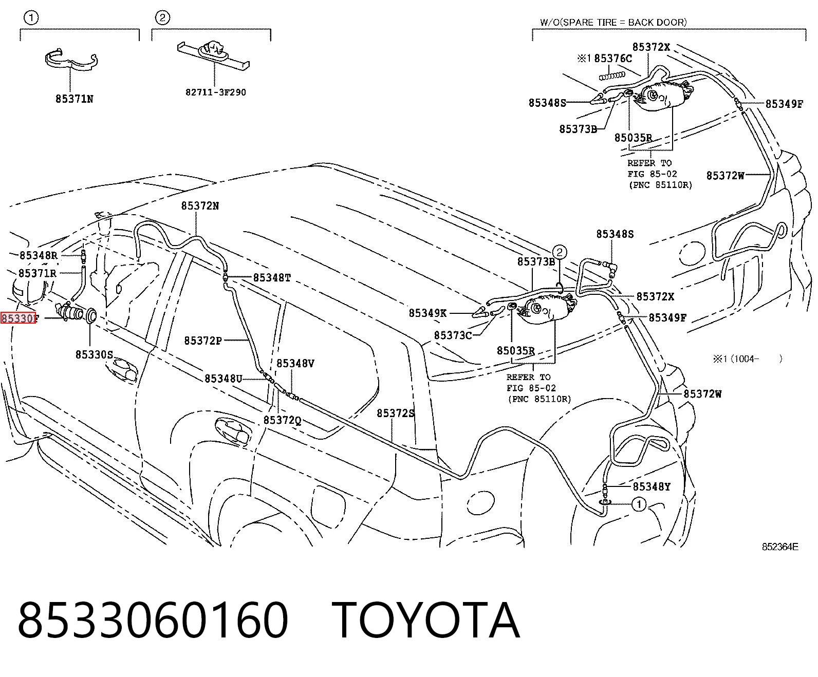 8533060160 Toyota Pompka spryskiwacza szyby tylnej