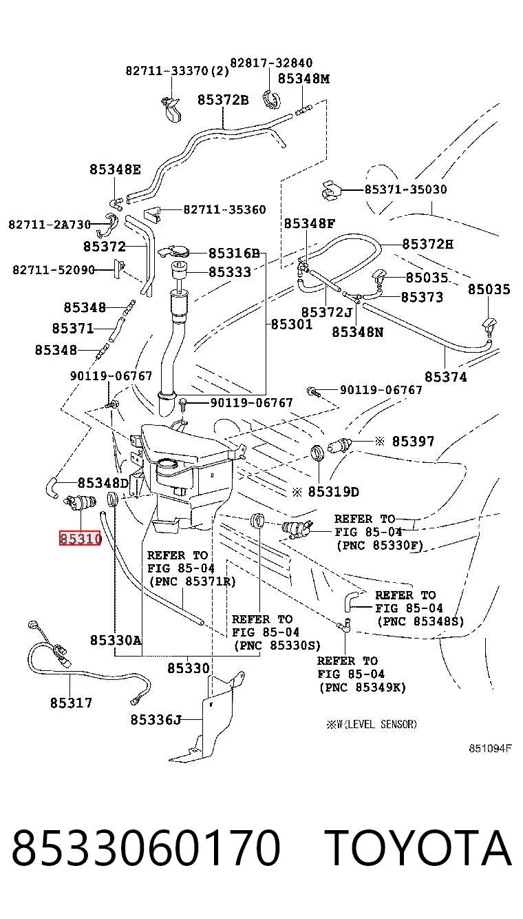 8533060170 Toyota Pompka spryskiwacza szyby przedniej