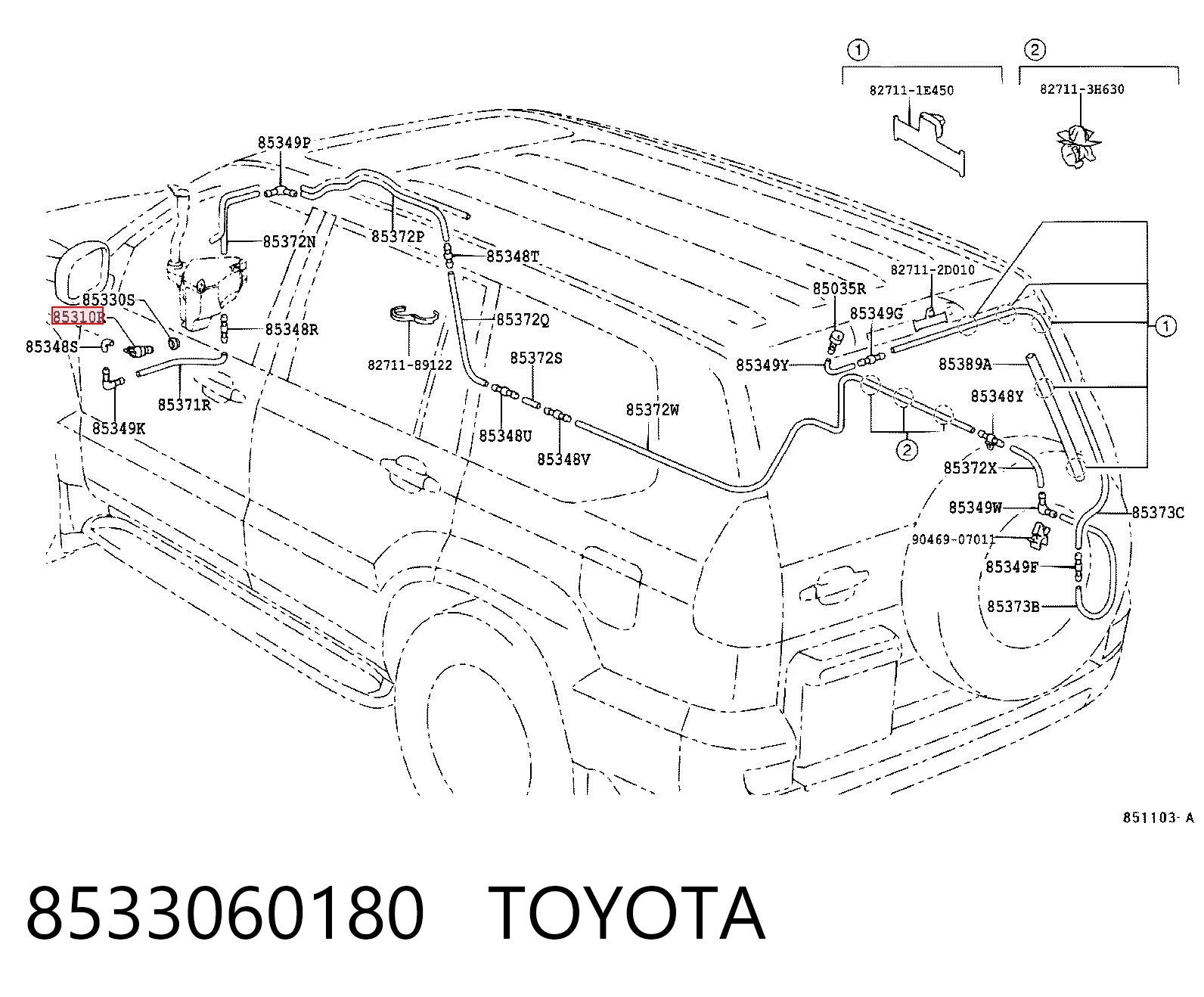 8533060180 Toyota Pompka spryskiwacza szyby tylnej