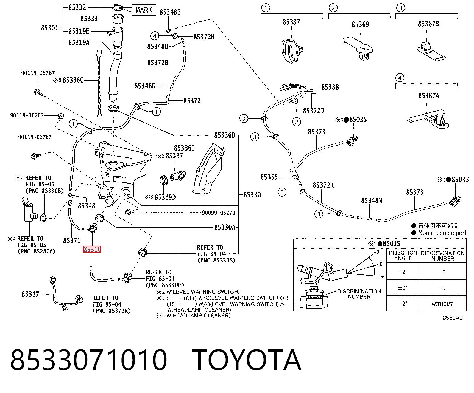 8533071010 Toyota Pompka spryskiwacza szyby przedniej