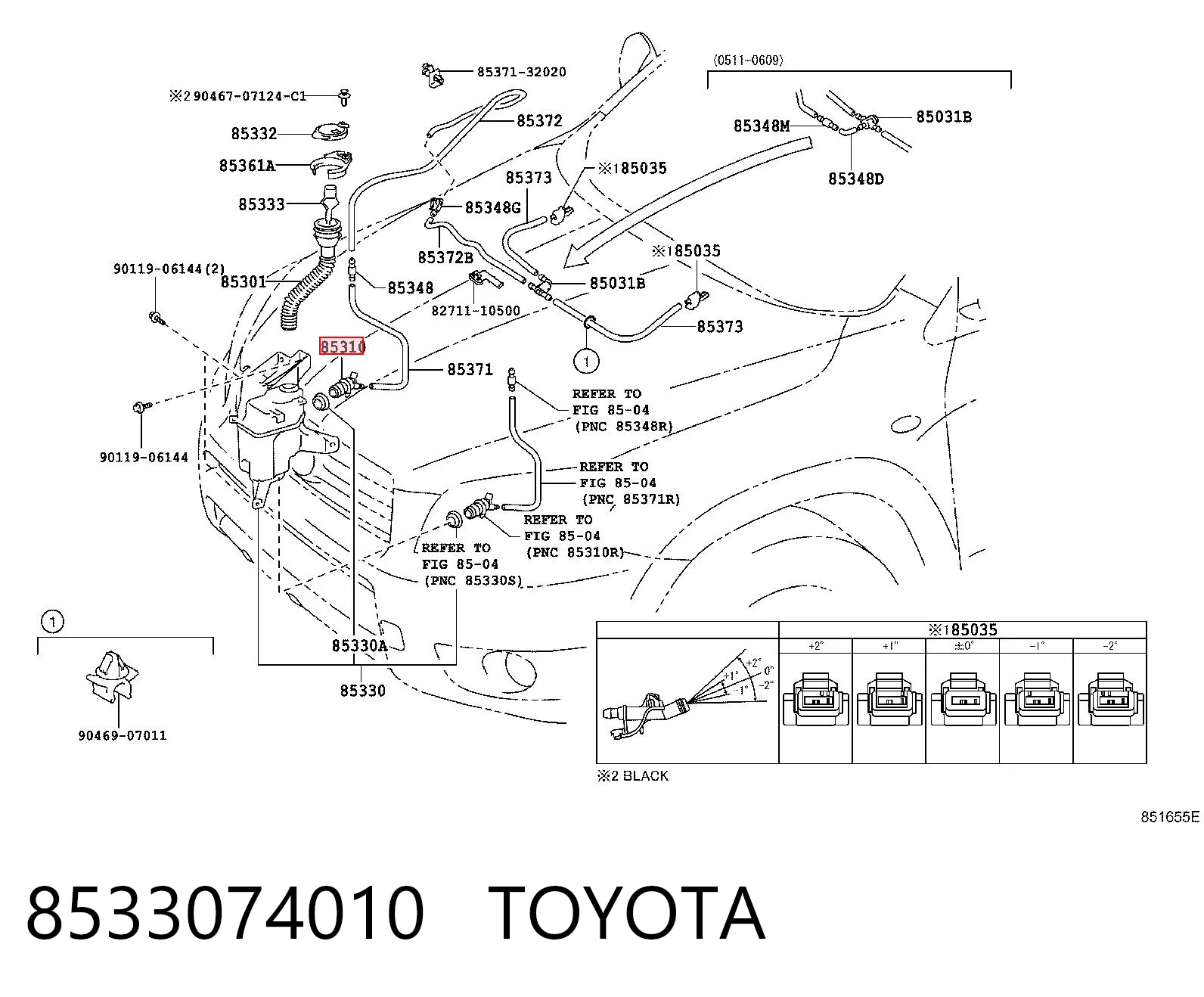 8533074010 Toyota Pompka spryskiwacza szyby przedniej