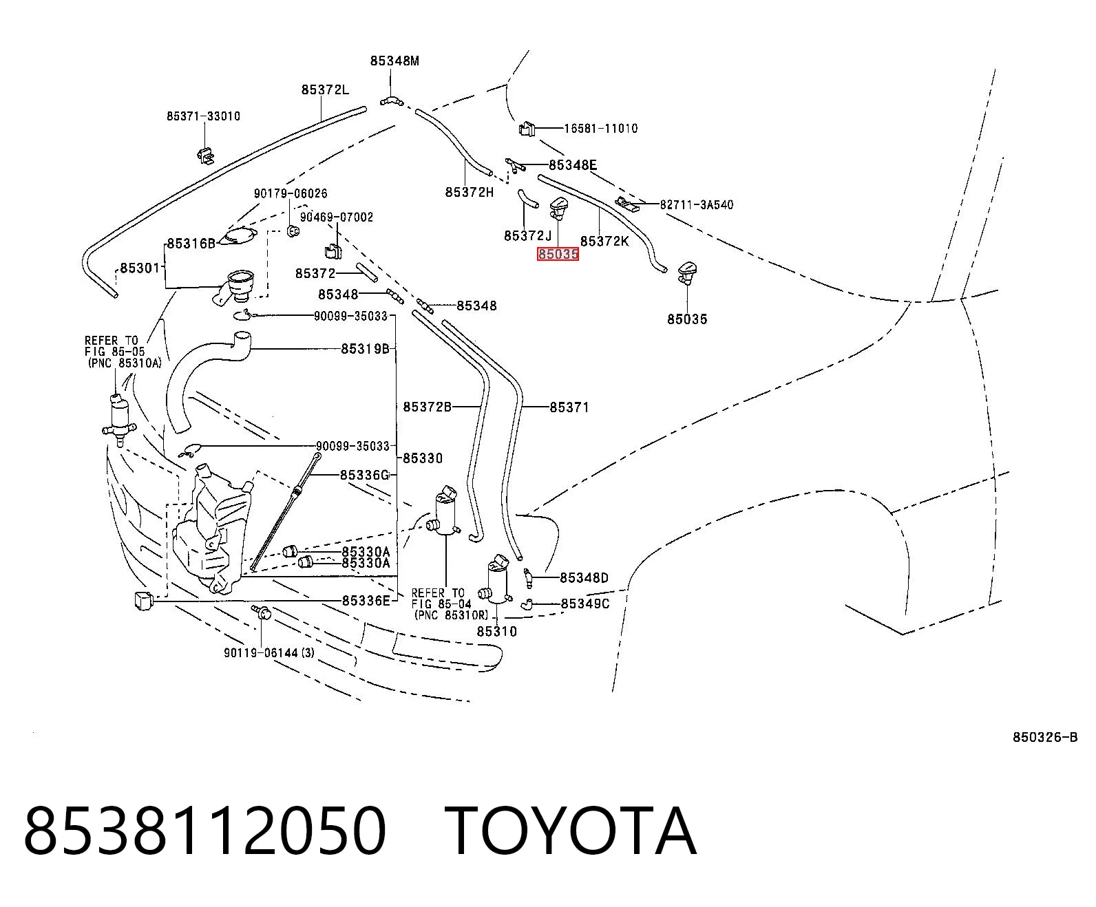8538112050 Toyota Dysza spryskiwacza szyby przedniej