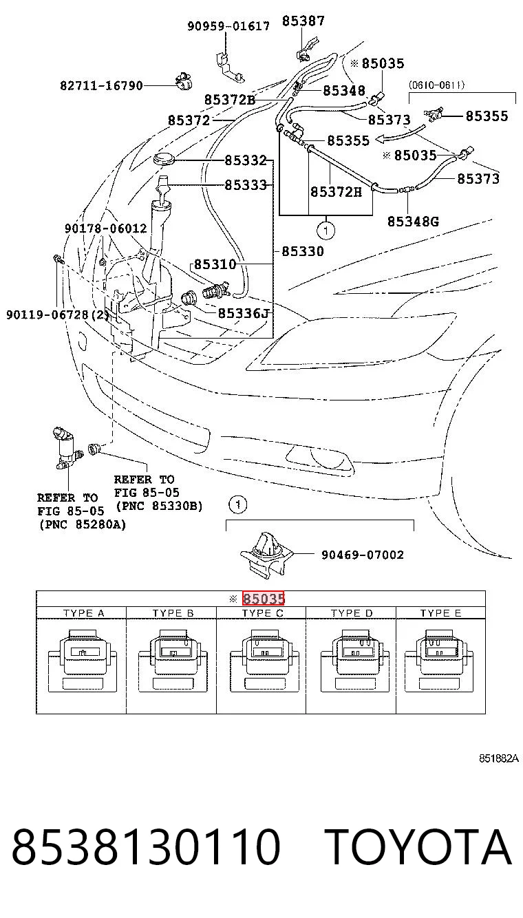 8538130110 Toyota Dysza spryskiwacza szyby przedniej