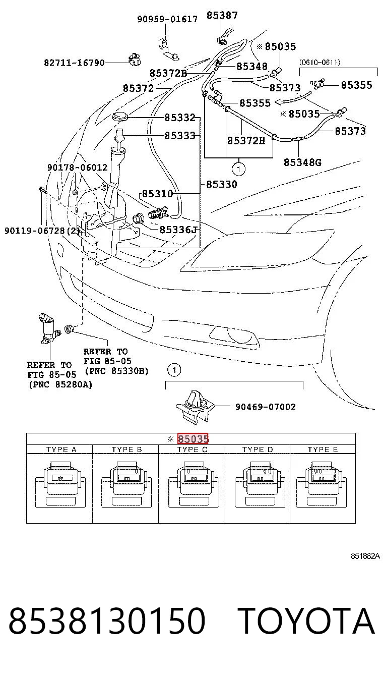8538130150 Toyota Dysza spryskiwacza szyby przedniej
