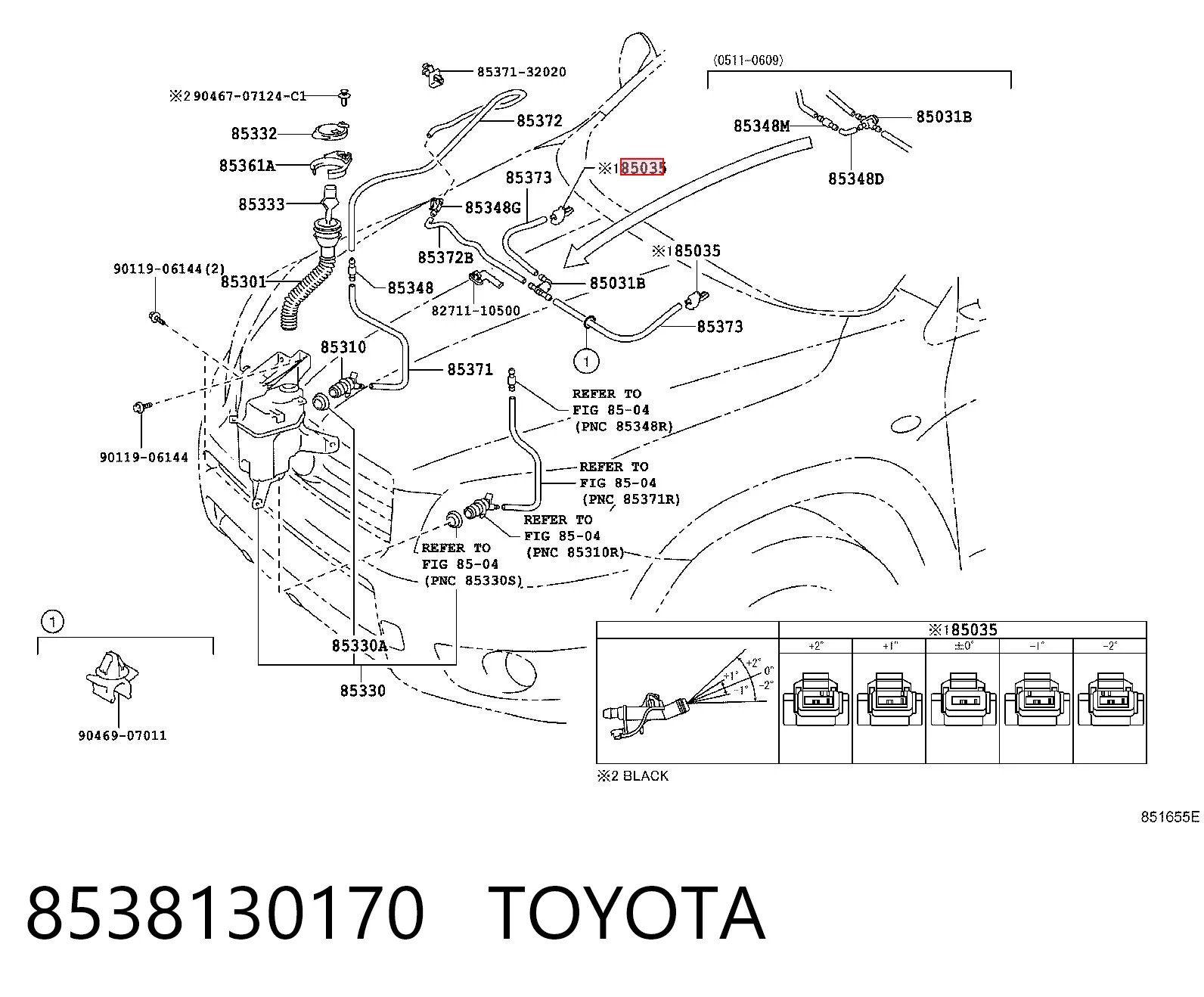 8538130170 Toyota Dysza spryskiwacza szyby przedniej