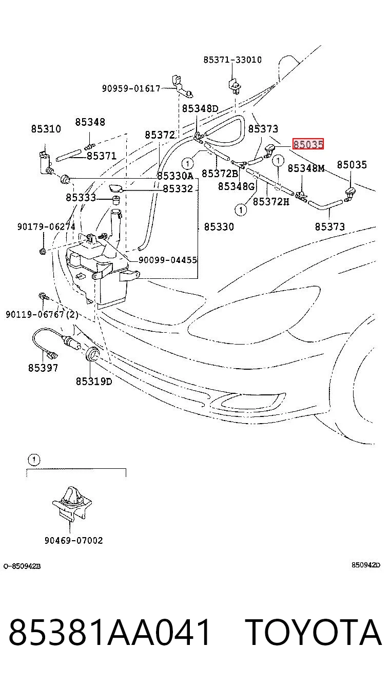 Dysza spryskiwacza szyby przedniej do Toyota Camry V V30
