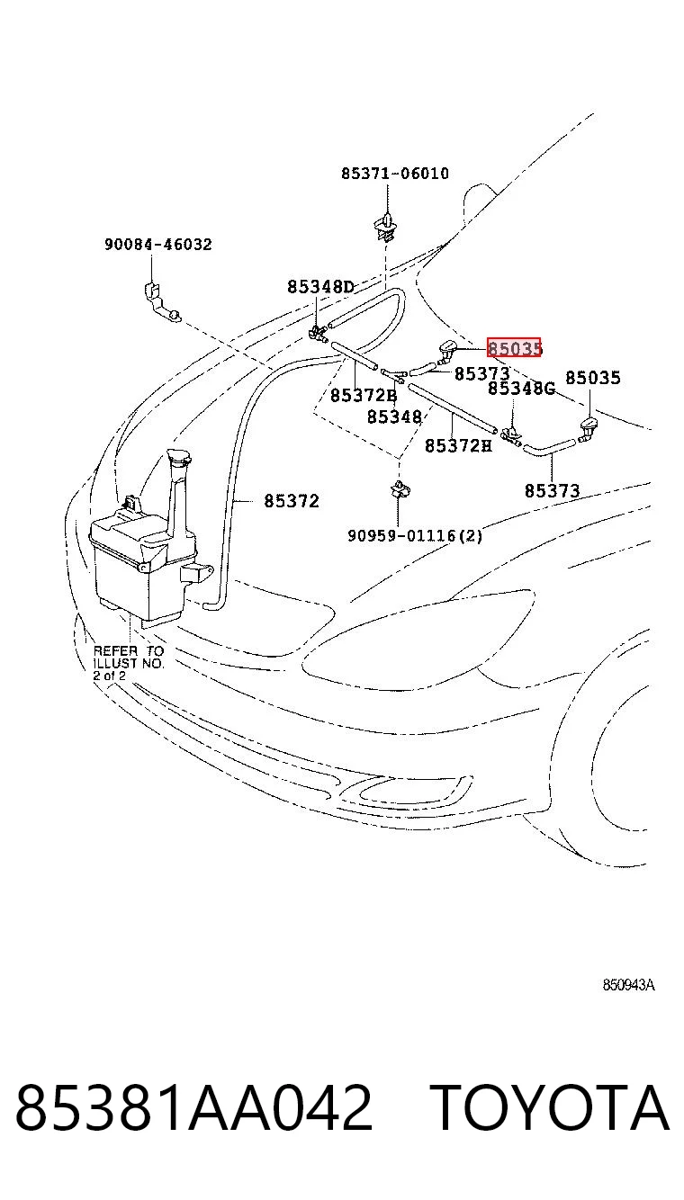 Dysza spryskiwacza szyby przedniej do Toyota Camry V30