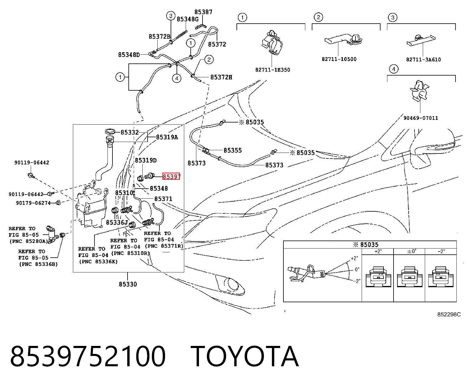 8539752100 Toyota Czujnik poziomu płynu spryskiwacza szyby