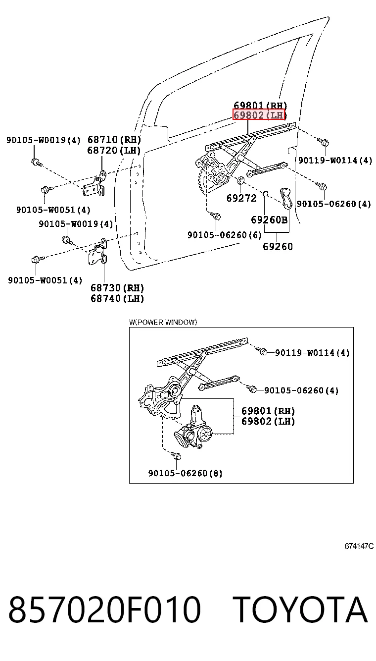 Mechanizm podnoszenia szyby drzwi przednich lewych do Toyota Yaris  SP90