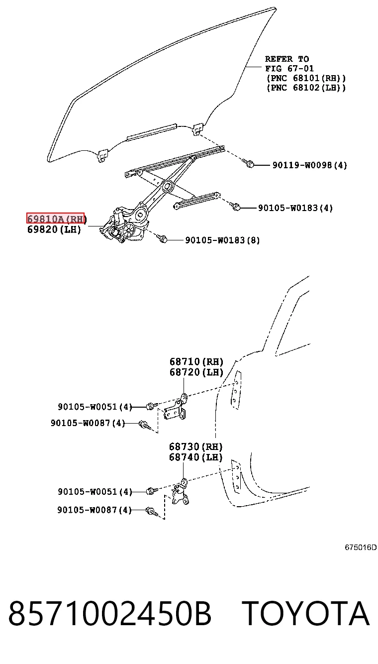 Do koszyka Mechanizm podnoszenia szyby drzwi przednich prawych Toyota Avensis III T27