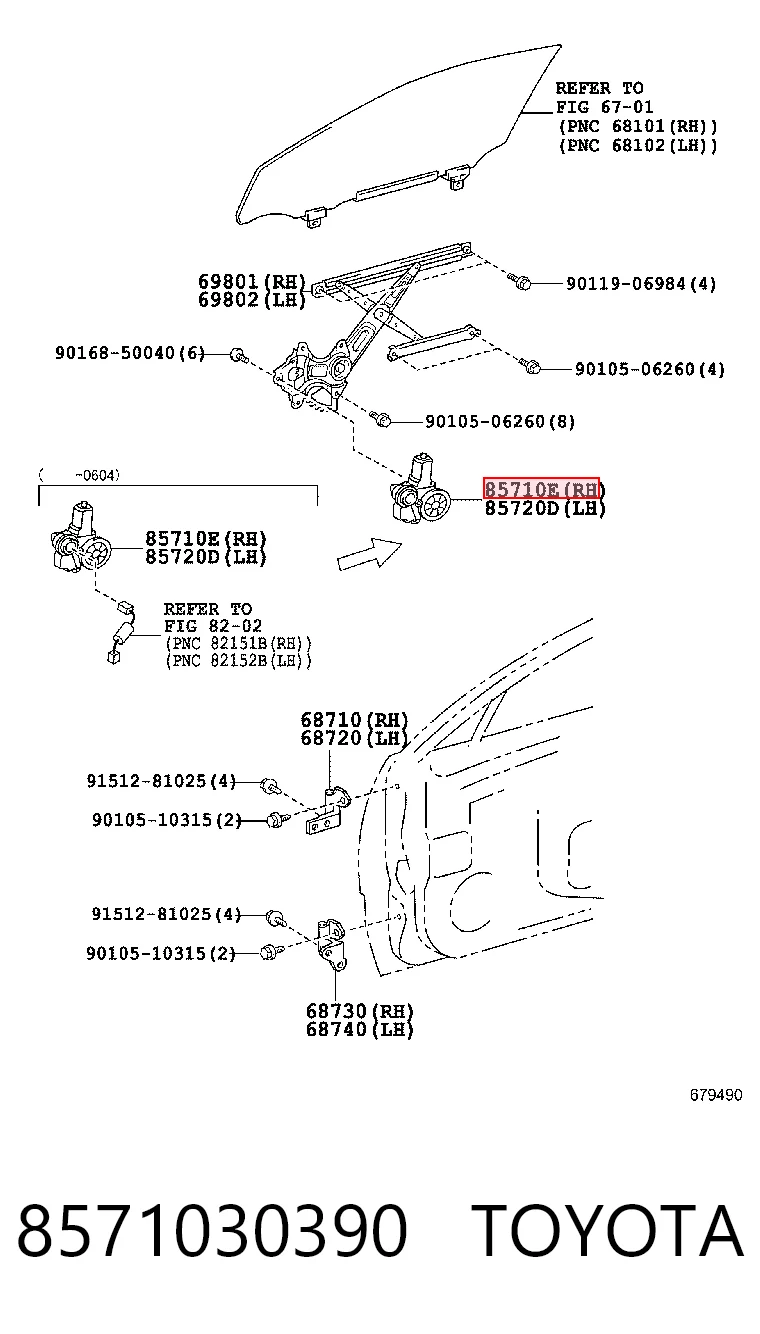 Mechanizm podnoszenia szyby drzwi przednich prawych do Lexus GS  S19