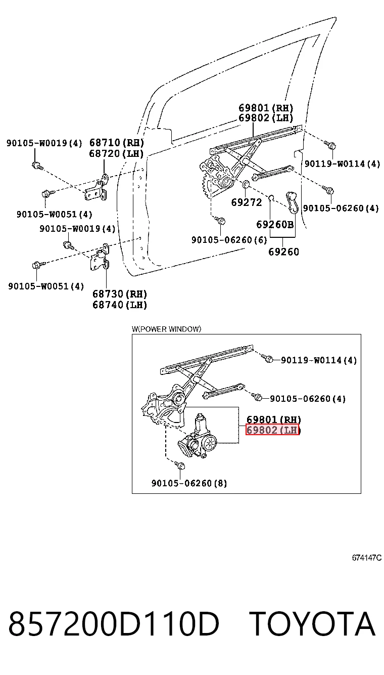 Mechanizm podnoszenia szyby drzwi przednich lewych Toyota Yaris hatchback (SP90) (2005 - 2011) cena, od 61,58 USD