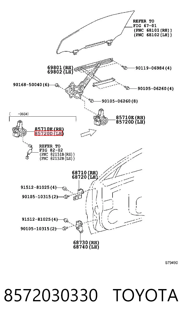 Mechanizm podnoszenia szyby drzwi przednich lewych do Lexus GS  S19