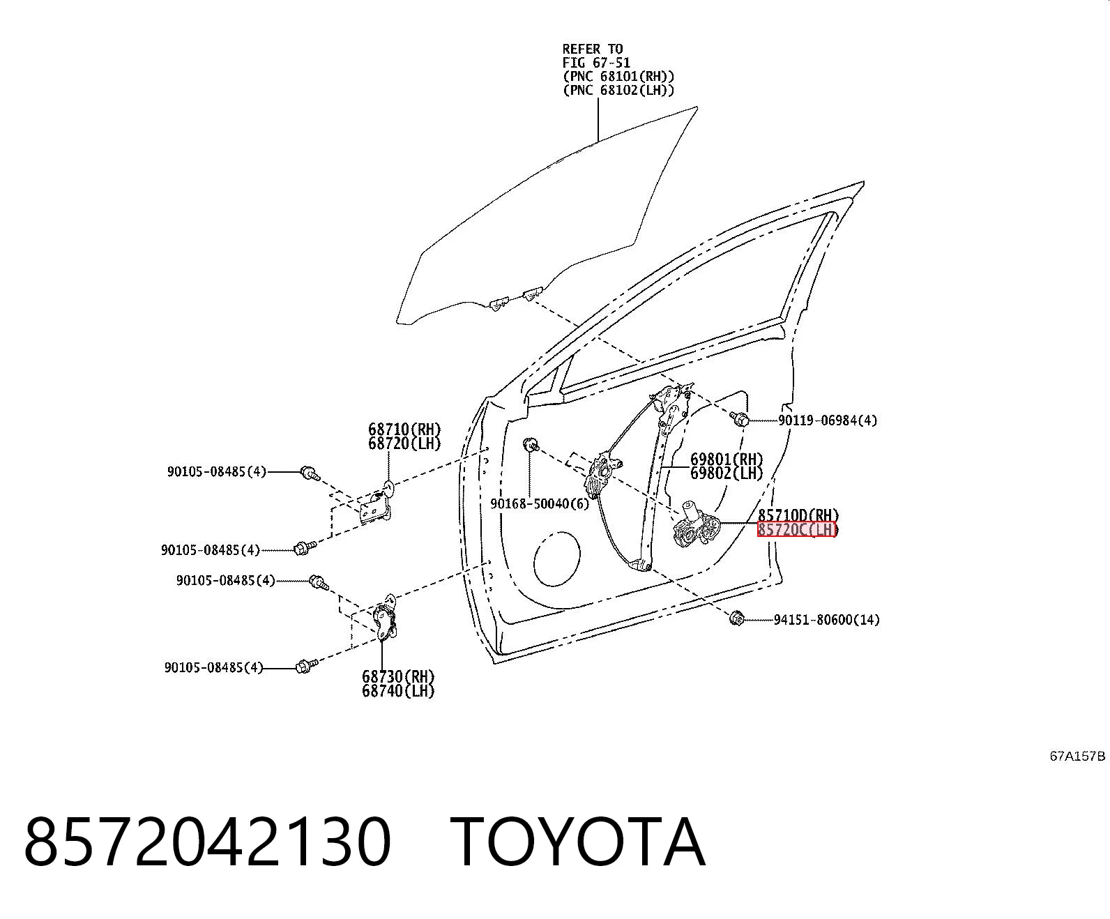 Mechanizm podnoszenia szyby drzwi przednich lewych Toyota RAV4 V SUV (A5,H5) (2018 - 2025) cena, od 140,28 USD