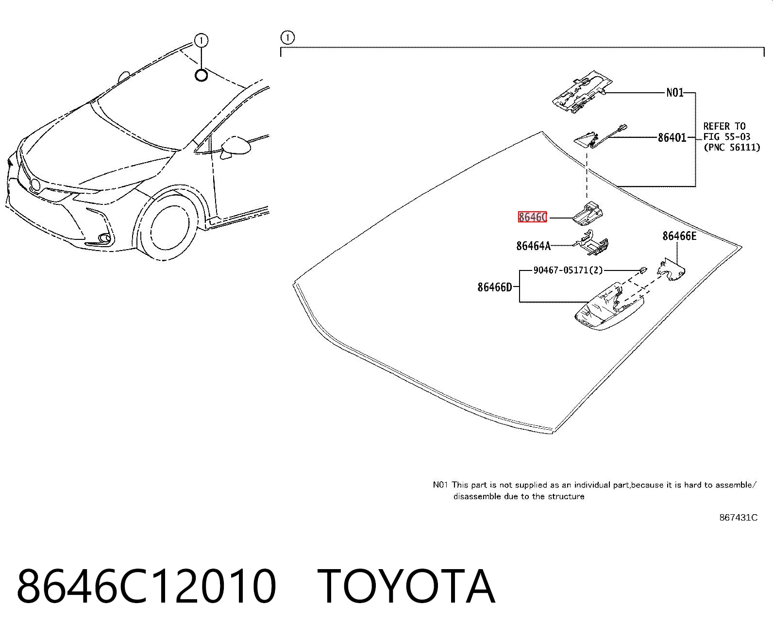 8646C12010 Toyota Kamera systemu zapewnienia widoczności